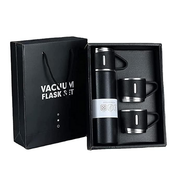 Vacuum Flask Set with 2 Cups, Insulated Double Wall Stainless Steel 500ml